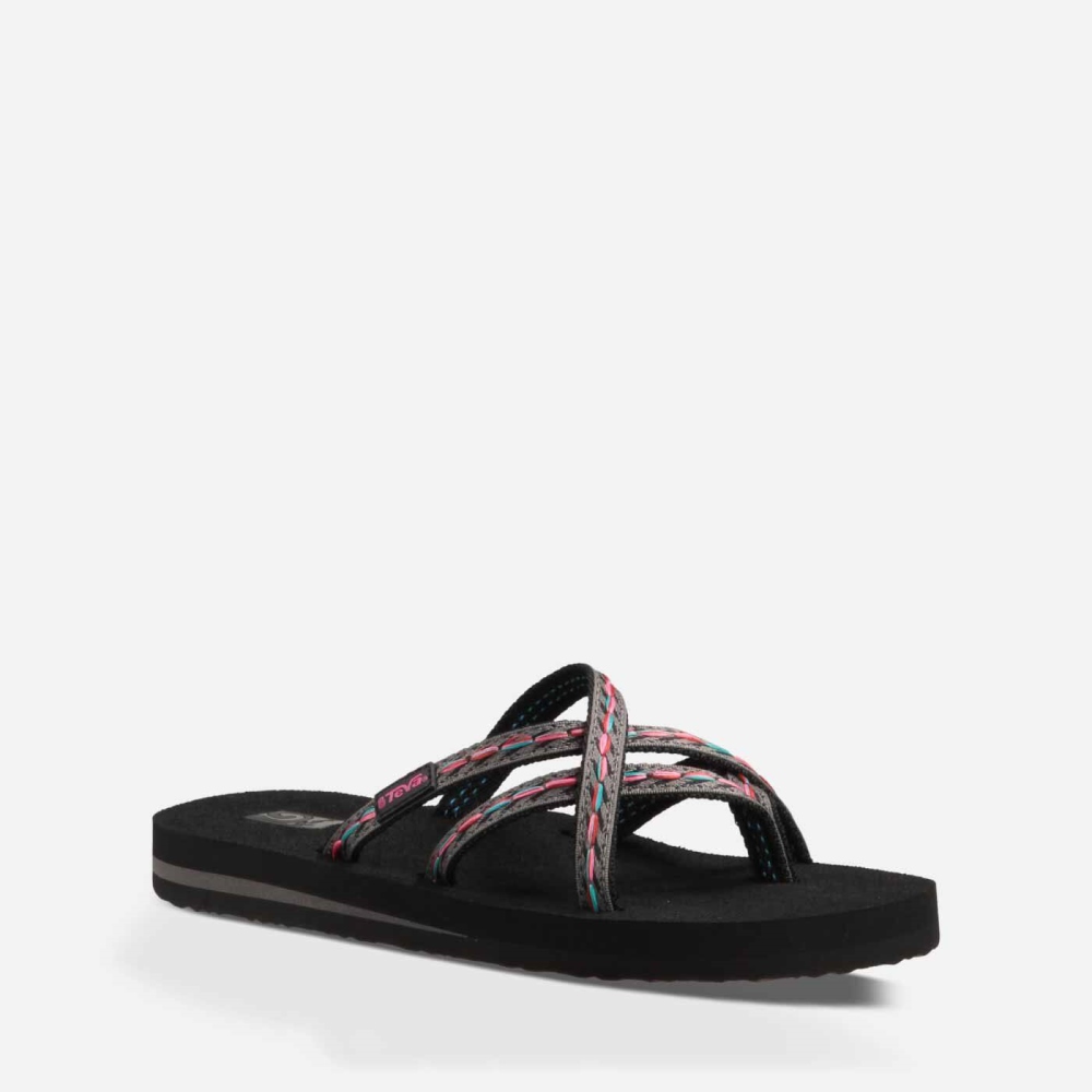 Teva Olowahu Women's Black Flip Flops CA58648 Canada Sale